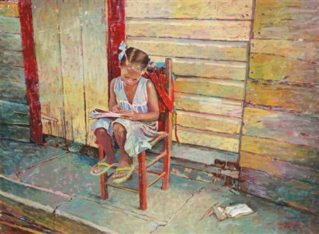 Young Girl on Porch