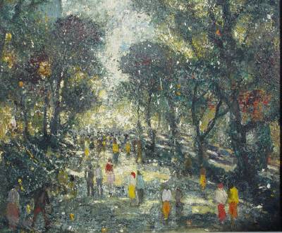 New York Central Figures in the Rain