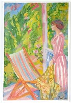 "Young lady on the terrace" 1963 by Rostislav Vovkouchesvski - Auction record, sale price, and art valuation. Compare with similar artists and explore comparable artworks.