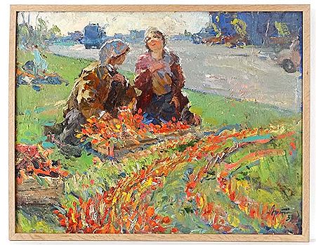 "Field Labour" 1953 by Mikhail Fillippovich Artyukhin - Auction record, sale price, and art valuation. Compare with similar artists and explore comparable artworks.