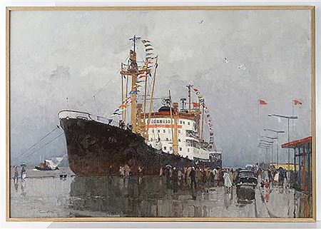 "The ship arriving" by Nikolai Galakhov - Auction record, sale price, and art valuation. Compare with similar artists and explore comparable artworks.