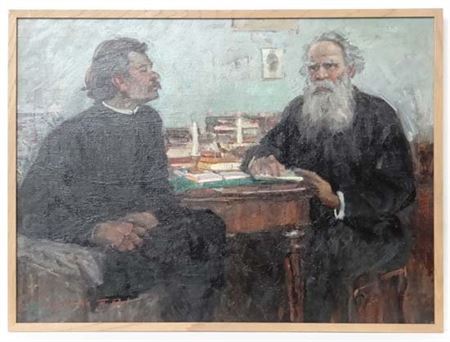 M. Gorky and L. Tolstoi in Yasnaia Polana by Tatiana Martchenko - Auction record, sale price, and art valuation. Compare with similar artists and explore comparable artworks.