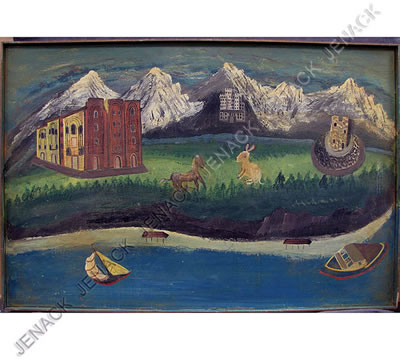 MOUNTAIN LANDSCAPE WITH HOUSES