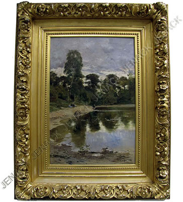 Lakeside landscape with figures