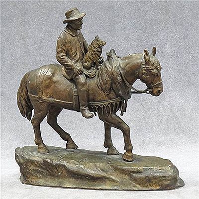 HORSE AND RIDER WITH DOG