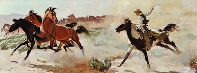 Untitled (Roundup) by Harold von Schmidt - Auction record, sale price, and art valuation. Compare with similar artists and explore comparable artworks.