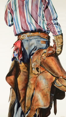 Sample artwork by Nelson Boren (Born 1952), known for realist cowboy figure painting - View similar artists and auction records