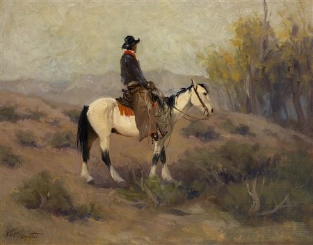 Untitled (Lone Rider) by Raphael Lillywhite - Auction record, sale price, and art valuation. Compare with similar artists and explore comparable artworks.
