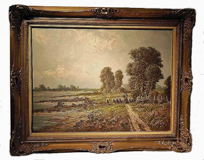 Shepherd and Sheep in Landscape