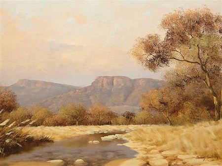 Bushveld Landscape with River by Thomas Hacking - Auction record, sale price, and art valuation. Compare with similar artists and explore comparable artworks.
