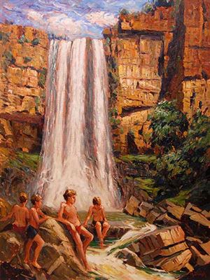 Boys at a Waterfall