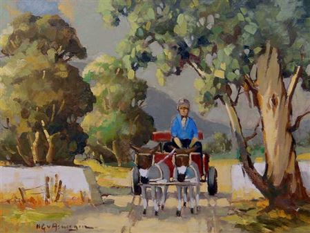 Donkey Cart by Hennie G Van Aswegan - Auction record, sale price, and art valuation. Compare with similar artists and explore comparable artworks.