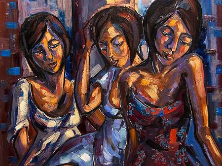 Three Cape Malay Girls by Dante Ruben - Auction record, sale price, and art valuation. Compare with similar artists and explore comparable artworks.