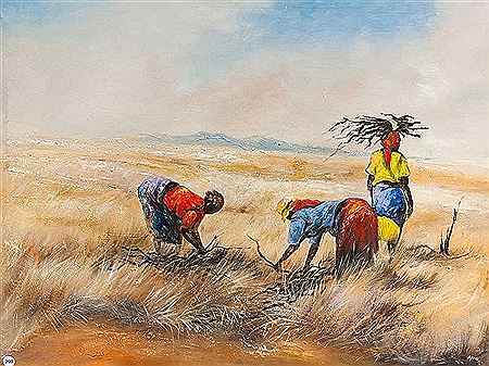 Gathering Firewood by Berthold Moyo - Auction record, sale price, and art valuation. Compare with similar artists and explore comparable artworks.
