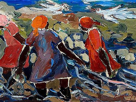 Three Women Working by Audrey Fourie - Auction record, sale price, and art valuation. Compare with similar artists and explore comparable artworks.
