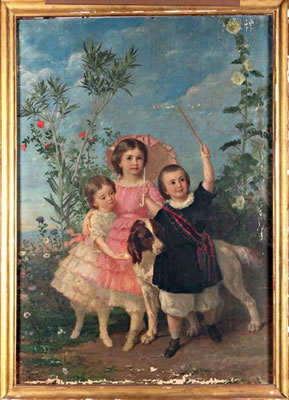 Enfants à l'épagneul