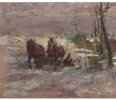 PAYSAGE AVEC DEUX CHEVAUX