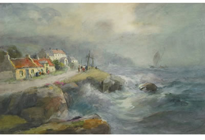 VILLAGE ON A ROCKY SHORE by William St Thomas Smith - Auction record, sale price, and art valuation. Compare with similar artists and explore comparable artworks.