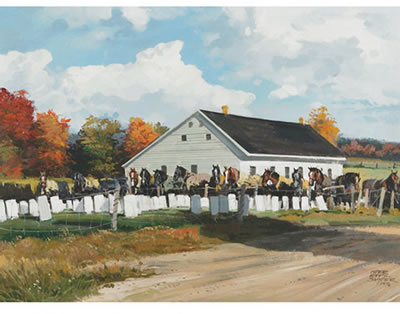 Sample artwork by Peter Etril Snyder (1944 - 2017), known for figures and farm animals in landscape paintings, snowscenes, authjor - View similar artists and auction records