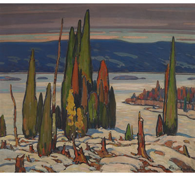 Sample artwork by Frederick Nicholas Loveroff (1894 - 1959), known for landscape, snowscenes, industrial sites and street genre paintings - View similar artists and auction records