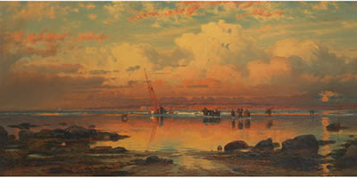 THE ANCHORED SHIP AT SUNSET