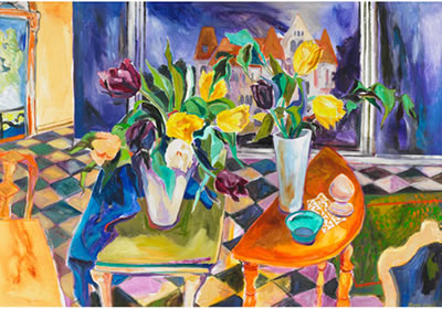 STILL LIFE WITH TULIPS AND CASTLES by Joanne Clarke - Auction record, sale price, and art valuation. Compare with similar artists and explore comparable artworks.