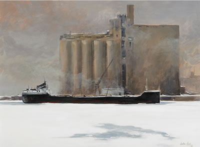 JANUARY, TORONTO HARBOUR, CANADA MALTING ELEVATORS by John Joy - Auction record, sale price, and art valuation. Compare with similar artists and explore comparable artworks.