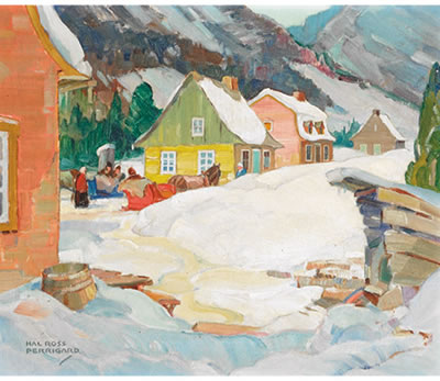 VILLAGE IN THE LAURENTIANS by Hal Ross Perrigard - Auction record, sale price, and art valuation. Compare with similar artists and explore comparable artworks.