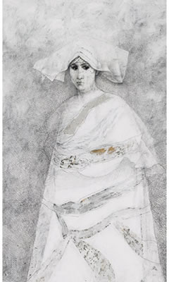 Sample artwork by John Howard Gould (1929 - 2010), known for surreal portrait and figure drawing, mixed media, painting, teaching, filmmaking - View similar artists and auction records