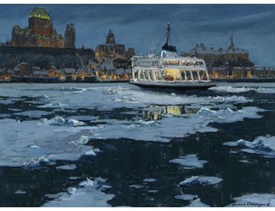 THE BEST DEAL IN QUEBEC CITY ($1.75 FERRY CROSSING FROM LEVIS THROUGH THE ICE FLOWS [SIC])