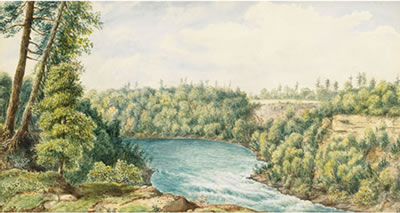 UPPER NIAGARA RIVER AT QUEENSTON FLOWING TOWARD NIAGARA FALLS