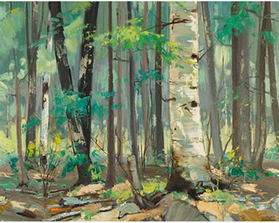FOREST IN SPRING by Langley Donges - Auction record, sale price, and art valuation. Compare with similar artists and explore comparable artworks.