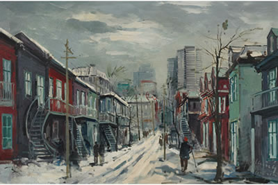 MONTREAL STREET SCENE by Gordon Marich - Auction record, sale price, and art valuation. Compare with similar artists and explore comparable artworks.