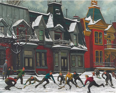 HOCKEY ON HENRI JULIEN STREET AT PINE AVENUE EAST, MONTREAL