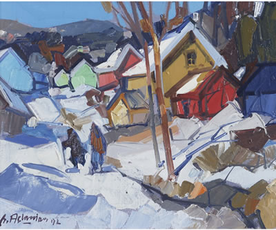 VILLAGE IN WINTER by Pierre Bedros Aslanian - Auction record, sale price, and art valuation. Compare with similar artists and explore comparable artworks.