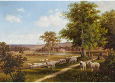 SHEPHERD WITH SHEEP by Henry Vickers - Auction record, sale price, and art valuation. Compare with similar artists and explore comparable artworks.