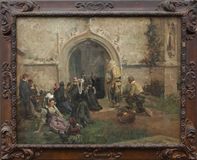 Eglise du Faouët, bretons et bretonnes priant by Arthur Midy - Auction record, sale price, and art valuation. Compare with similar artists and explore comparable artworks.