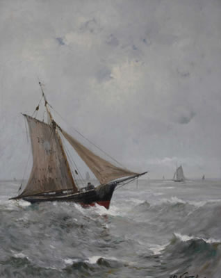 "Bâteau de pêche naviguant sur une mer formée, bâbord amures" by Henriette Nafraicheur - Auction record, sale price, and art valuation. Compare with similar artists and explore comparable artworks.