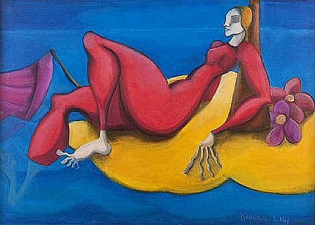 GIRL RECLINING by Katherine Liddy - Auction record, sale price, and art valuation. Compare with similar artists and explore comparable artworks.