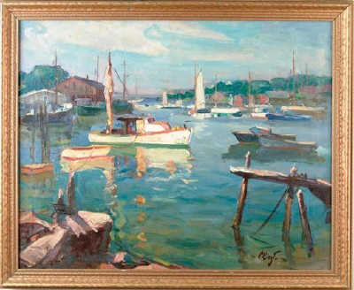 Harbor with Lobster Boat by Maria Liszt - Auction record, sale price, and art valuation. Compare with similar artists and explore comparable artworks.