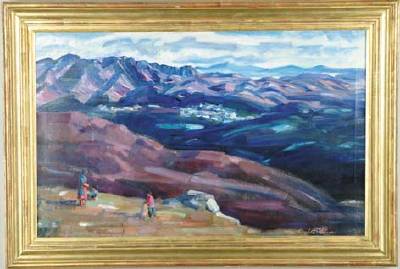 Indian Family Overlooking Mountainous Landscape