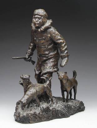 Native Eskimo with Rifle and Dogs by Louis McClellan Potter - Auction record, sale price, and art valuation. Compare with similar artists and explore comparable artworks.