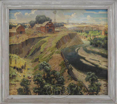 Sample artwork by Bernard Middleton (1909 - 1996), known for landscape, mountains, rural scenes, buildings and industrial painting, teaching - View similar artists and auction records