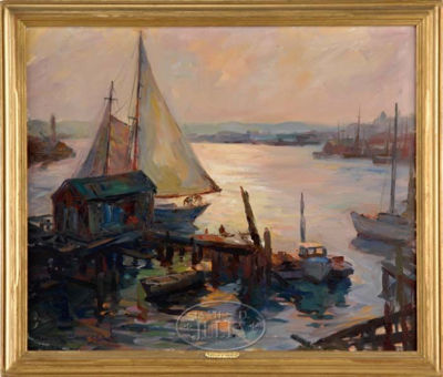 SUNSET-GLOUCESTER HARBOR by Marian Steele - Auction record, sale price, and art valuation. Compare with similar artists and explore comparable artworks.