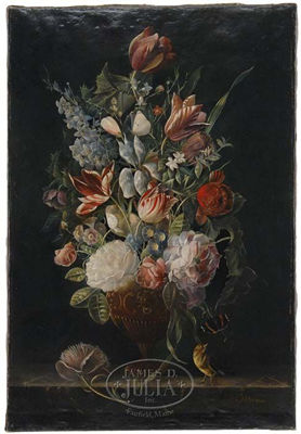 STILL LIFE WITH FLOWERS, BIRD AND BUTTERFLY