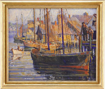 GLOUCESTER DOCKS by Bernard Peters - Auction record, sale price, and art valuation. Compare with similar artists and explore comparable artworks.