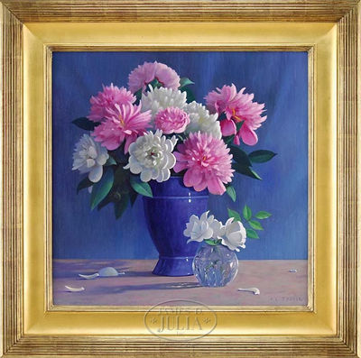 PEONIES AND WHITE ROSES