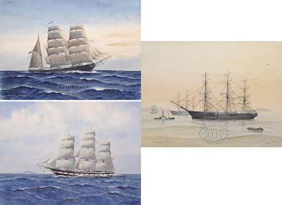 THREE SHIP PORTRAITS: U.S. BARK VERMONT; RICHARD MORSE AND GENERAL BUTLER