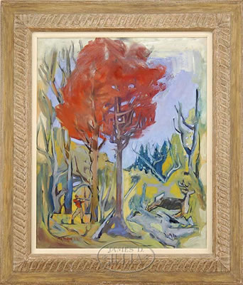 HUNTER AND DEER by Carl Sprinchorn - Auction record, sale price, and art valuation. Compare with similar artists and explore comparable artworks.