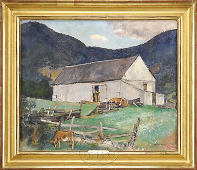 OLD GRAY BARN-DORSET, VT by Herbert William Meyer - Auction record, sale price, and art valuation. Compare with similar artists and explore comparable artworks.